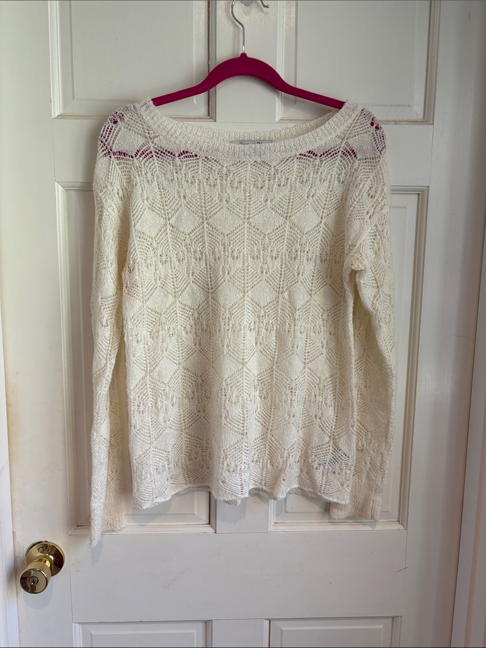 Forever 21 Cream Open-Weave Sweater